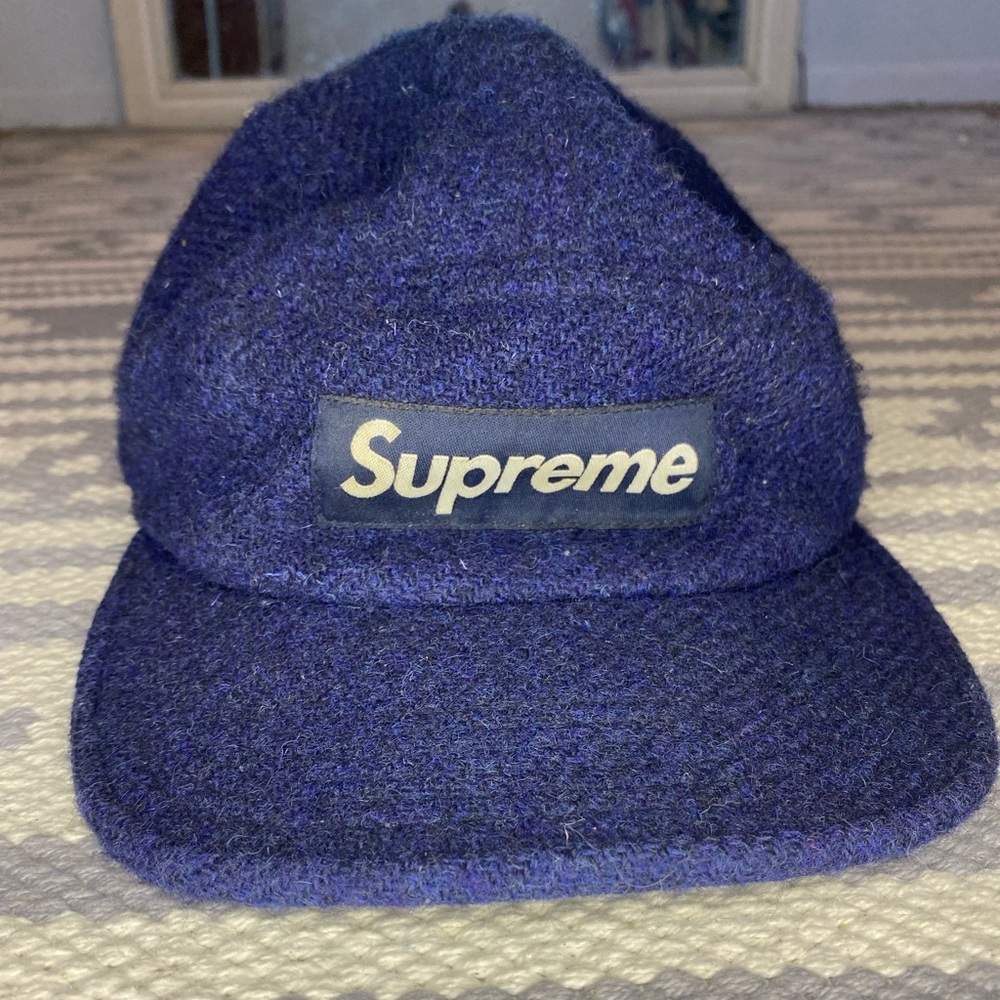 SUPREME Harris Tweed Blue Wool Hat Ballcap